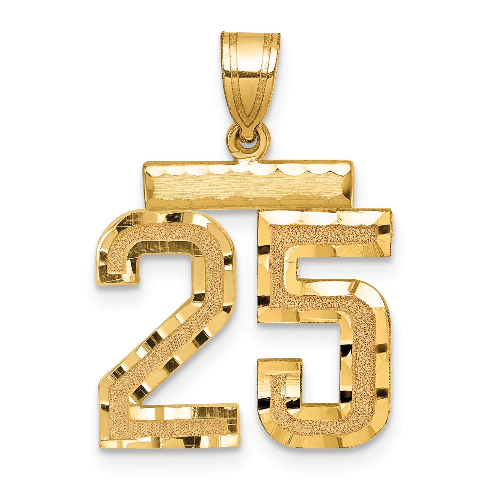 14k Medium Diamond-cut Number 25 Charm (MN25)