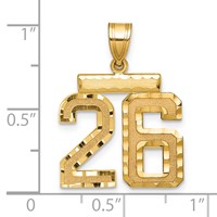 14K Yellow Gold Medium Diamond-cut Number 26 Charm view 2
