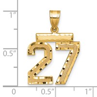 14K Yellow Gold Medium Diamond-cut Number 27 Charm view 2