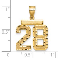 14K Yellow Gold Medium Diamond-cut Number 28 Charm view 2
