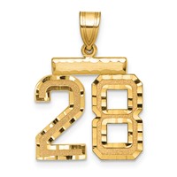 14K Yellow Gold Medium Diamond-cut Number 28 Charm view 1