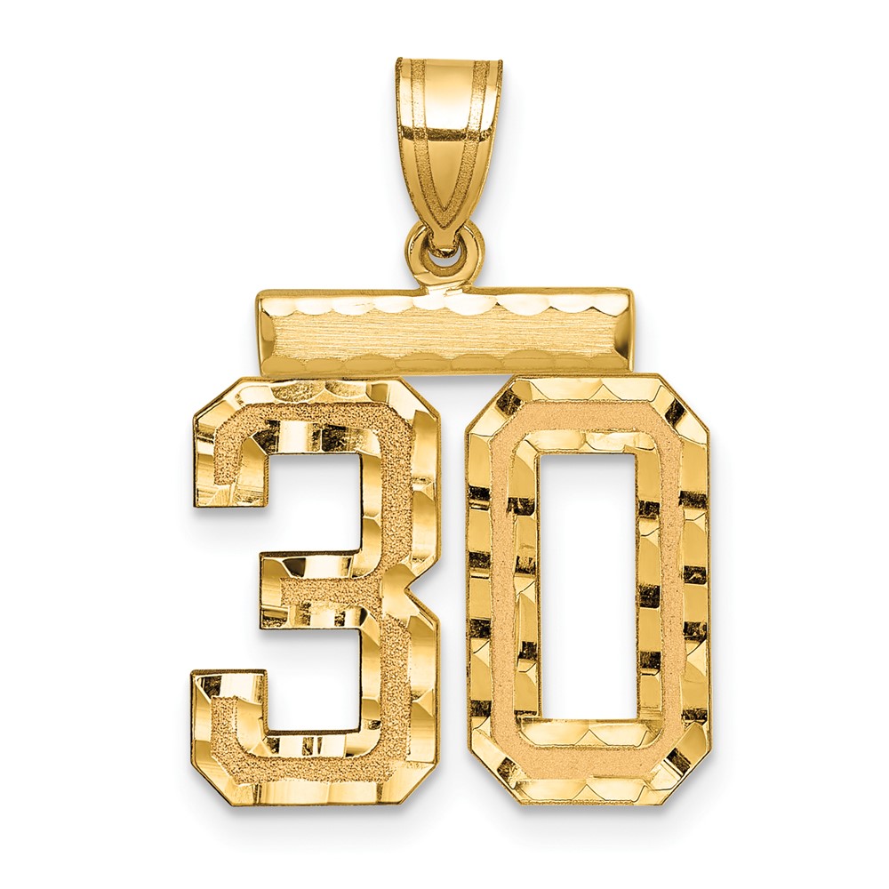 14K Medium Diamond-cut Number 30 Charm