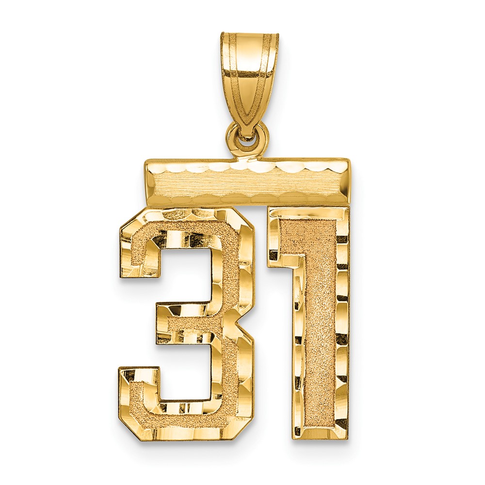 14K Yellow Gold Medium Diamond-cut Number 31 Charm
