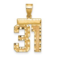14K Yellow Gold Medium Diamond-cut Number 31 Charm view 1