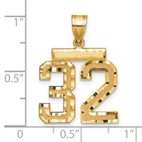 14K Yellow Gold Medium Diamond-cut Number 32 Charm view 2