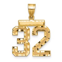 14K Yellow Gold Medium Diamond-cut Number 32 Charm view 1