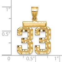 14K Yellow Gold Medium Diamond-cut Number 33 Charm view 3