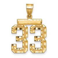 14K Yellow Gold Medium Diamond-cut Number 33 Charm view 1