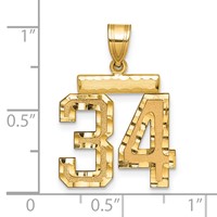 14K Medium Diamond-cut Number 34 Charm view 2