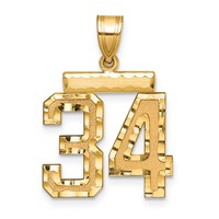 14K Medium Diamond-cut Number 34 Charm view 1