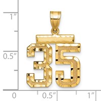 14K Yellow Gold Medium Diamond-cut Number 35 Charm view 3