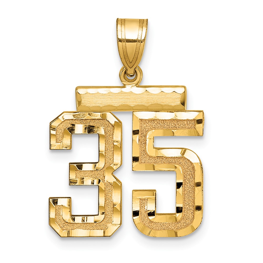 14K Yellow Gold Medium Diamond-cut Number 35 Charm