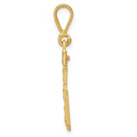 14K Yellow Gold Medium Diamond-cut Number 36 Charm view 2