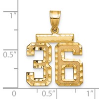 14K Yellow Gold Medium Diamond-cut Number 36 Charm view 3