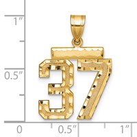 14K Yellow Gold Medium Diamond-cut Number 37 Charm view 2
