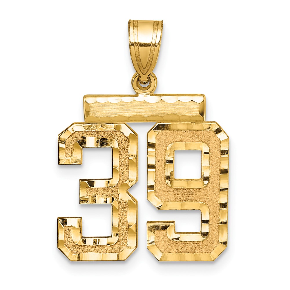 14K Yellow Gold Medium Diamond-cut Number 39 Charm