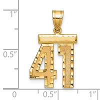 14K Yellow Gold Medium Diamond-cut Number 41 Charm view 2