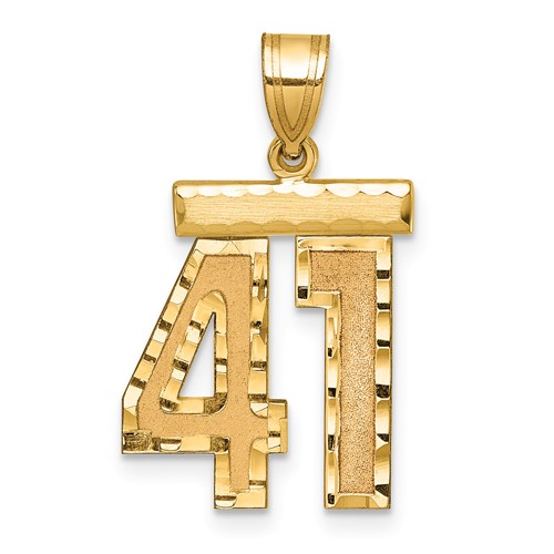 14K Yellow Gold Medium Diamond-cut Number 41 Charm