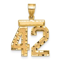 14K Yellow Gold Medium Diamond-cut Number 42 Charm view 1