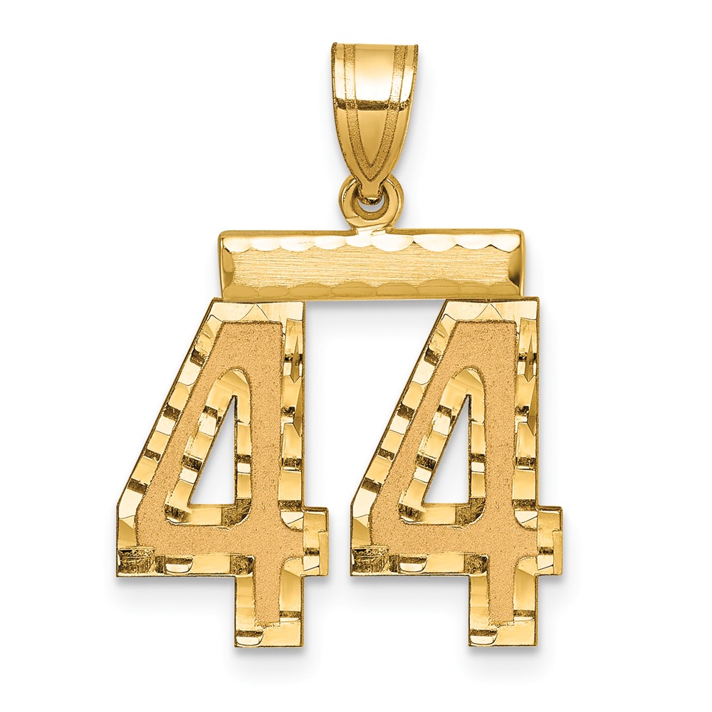 14K Medium Diamond-cut Number 44 Charm