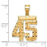 14K Yellow Gold Medium Diamond-cut Number 45 Charm view 2