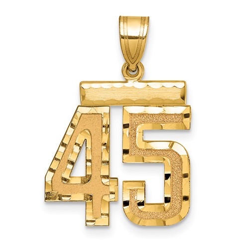 14K Yellow Gold Medium Diamond-cut Number 45 Charm