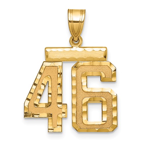 14K Yellow Gold Medium Diamond-cut Number 46 Charm