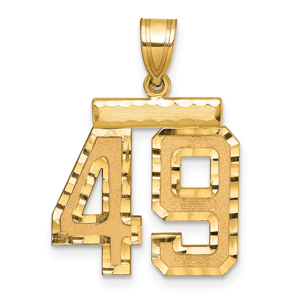 14K Medium Diamond-cut Number 49 Charm