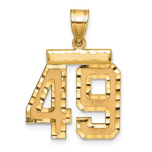 14K Yellow Gold Medium Diamond-cut Number 49 Charm