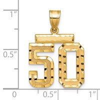 14K Yellow Gold Medium Diamond-cut Number 50 Charm view 2