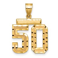 14K Yellow Gold Medium Diamond-cut Number 50 Charm view 1