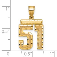 14K Yellow Gold Medium Diamond-cut Number 51 Charm view 2