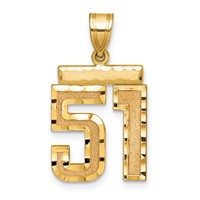 14K Yellow Gold Medium Diamond-cut Number 51 Charm view 1