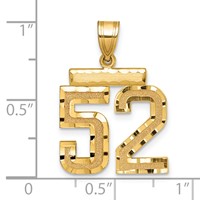 14K Yellow Gold Medium Diamond-cut Number 52 Charm view 2