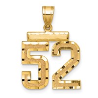 14K Yellow Gold Medium Diamond-cut Number 52 Charm view 1