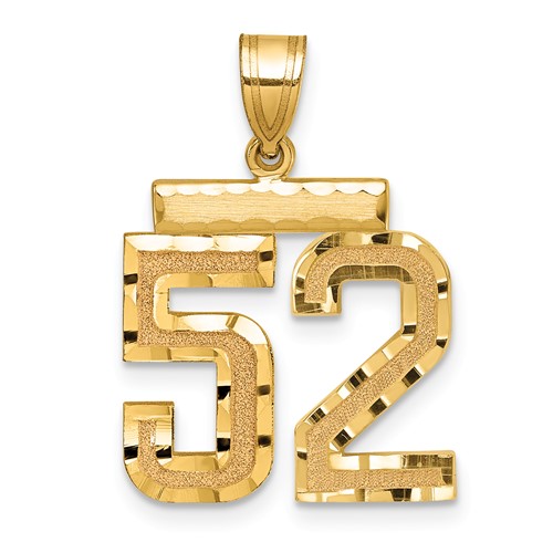 14K Yellow Gold Medium Diamond-cut Number 52 Charm