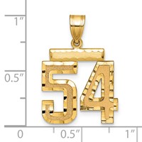 14K Yellow Gold Medium Diamond-cut Number 54 Charm view 2