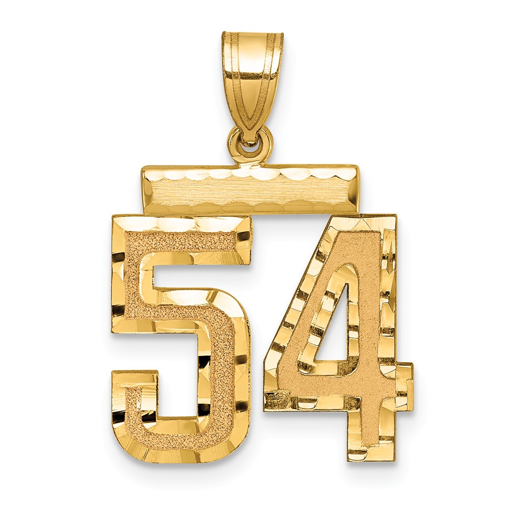 14K Yellow Gold Medium Diamond-cut Number 54 Charm