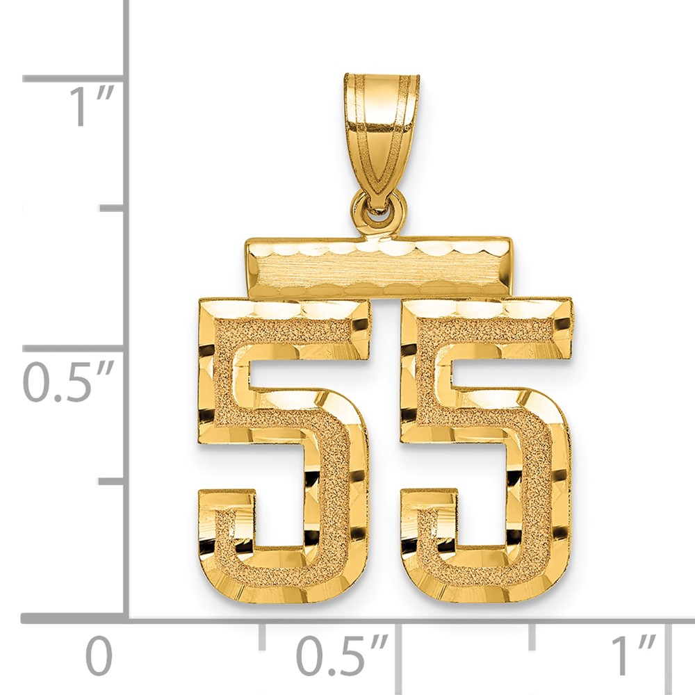 14k Medium Diamond-cut Number 55 Charm (MN55)
