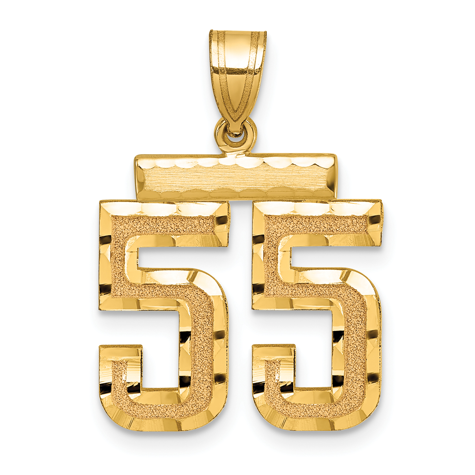 14k Medium Diamond-cut Number 55 Charm (MN55)