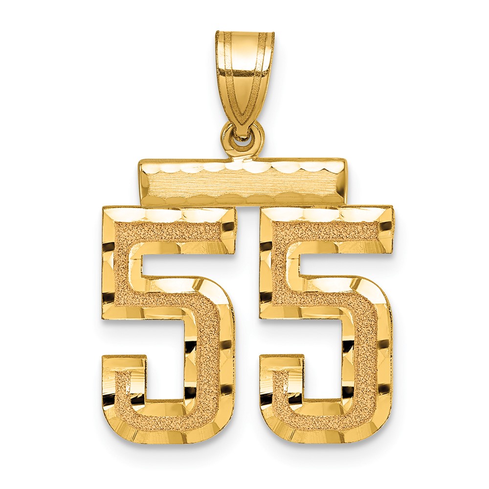 14k Medium Diamond-cut Number 55 Charm (MN55)