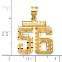 14K Yellow Gold Medium Diamond-cut Number 56 Charm view 2