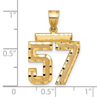 14K Yellow Gold Medium Diamond-cut Number 57 Charm view 2