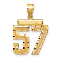 14K Yellow Gold Medium Diamond-cut Number 57 Charm view 1