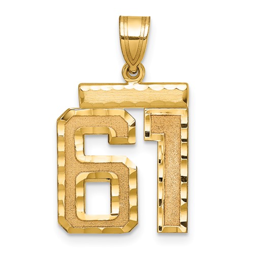 14K Yellow Gold Medium Diamond-cut Number 61 Charm