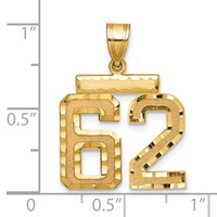14K Yellow Gold Medium Diamond-cut Number 62 Charm view 2