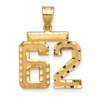 14K Yellow Gold Medium Diamond-cut Number 62 Charm view 1