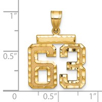 14K Yellow Gold Medium Diamond-cut Number 63 Charm view 2