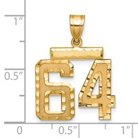 14K Yellow Gold Medium Diamond-cut Number 64 Charm view 2