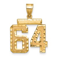 14K Yellow Gold Medium Diamond-cut Number 64 Charm view 1